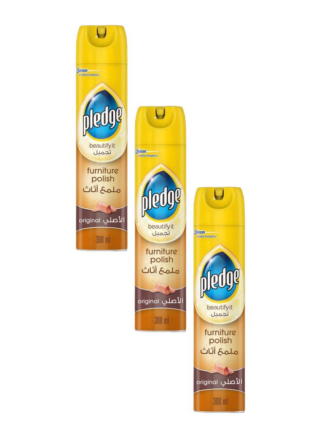 Pledge Furniture Polish Original, 300ml Clear, pack of 3 - Image 1